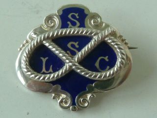 Vintage Hallmarked Silver Enamel Badge S.  L.  S.  C.  Sailing ? Maker A.  F Birmingham