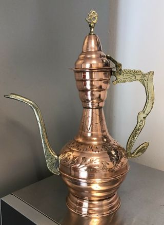Vintage Islamic Arabic Turkish Dallah Copper Brass Coffee Tea Pot Dragon Handle