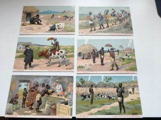 6 X Rare “kaffir Life” Sketches Of South Africa Life.  Published By Fusslein.