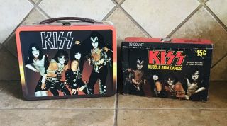 Vintage & Rare Kiss Aucoin 1978 (series 1) Bubblegum Cards Box & Lunch Box