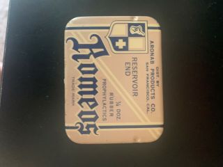 Vintage Romeos Prophylactic Condom Tin Box Rare Grey Variation Antique Litho