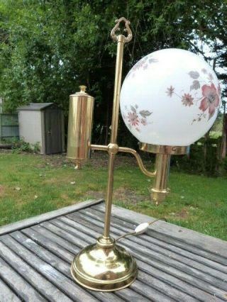 Stunning Vintage Brass & Glass Globe Table Lamp.