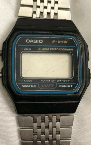 Casio F - 91w Module 593 Alarm Chronograph Vintage Rare Old Retro Wrist Watch Wr