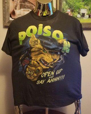 Vintage Poison,  Open Up And Say Ahh Large Tour Shirt.  Rare 80 