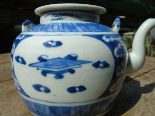 Antique Chinese Blue And White Teapot 11 X 17cm No Damage