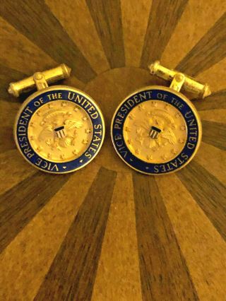 Rare Vice President Vice Presidential Seal Cufflinks Gold Filled Eagle Political
