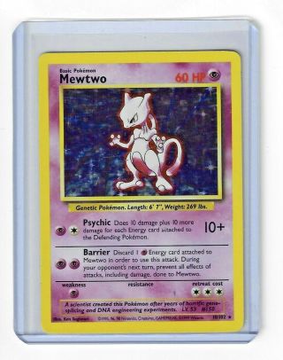 1999 Pokemon Card Game - Mewtwo Holo 10/102 - Base Set Rare Wotc Light Play