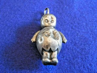 Antique Silver Plated Thumbs Up Babys Rattle Edwardian Crib Toy 1910s Childs Toy