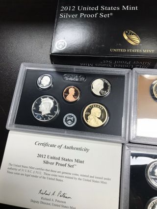 The Rare 2012 US Silver Proof Set with Box/COA and presidents US Coins10069 3