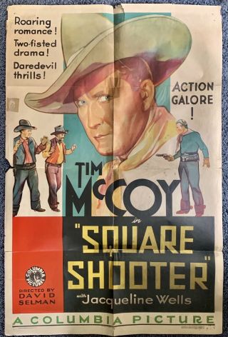 Tim Mccoy 1935 One - Sheet Square Shooter - Rare - Columbia Pictures
