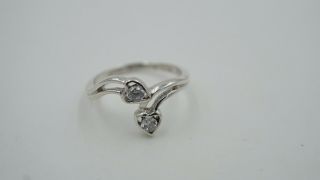 Vintage Sterling Silver Two Heart 925 Ring (2118)