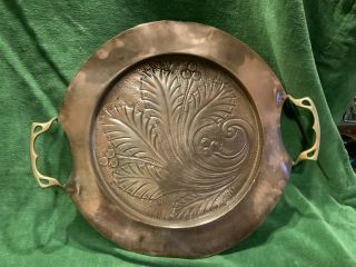Vintage Large Copper Arts And Crafts Tray With Handles