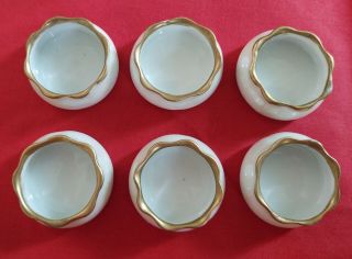 Antique O&eg Royal Austria 6 Gold Trim Iridescent Porcelain Open Salt Cellars