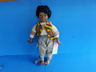 William Tung Designer Series " Imarogbe ",  22 " Blk Native Doll,  With Native Costume