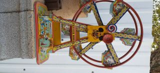 Rare 1950s J Chein & Co Mickey Mouse Disney Ferris Wheel Wind Up Tin Lithograph