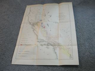 1853 - Geological Map Of A Part Of The State Of California - Colored Art Print.  Rare