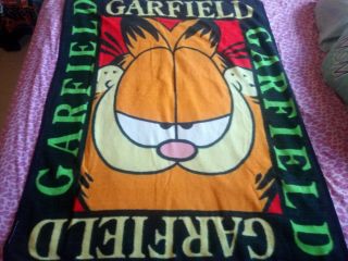 Extremely Rare Garfield Hi - Pile Throw Colorful Blanket Vintage