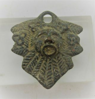 Detector Finds Ancient Roman Bronze Pendant In The Form Of A Bearded God Rare