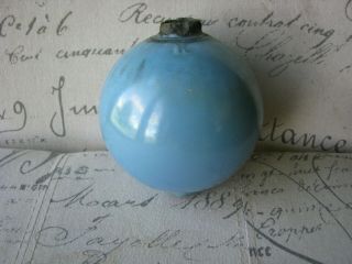 Robin Egg Blue Milk Glass " K " Embossed Old Lightning Rod Ball