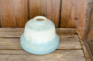 Antique Victorian Light Fixture Blue Floral Pattern Glass Lamp Shade