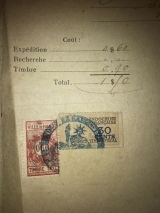 Indochine Vietnam Stamp Revenue Price 60cent Hanoi Issued 1933 Rare