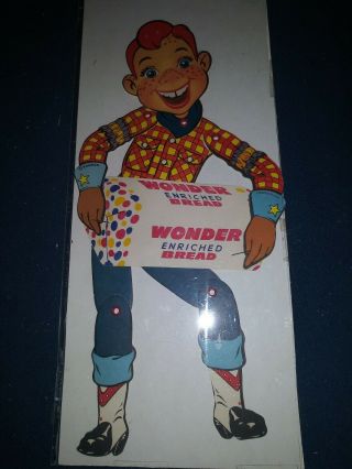 RARE HOWDY DOODY - Wonder Bread Cardboard Advertising Sign Jointed Puppet 2