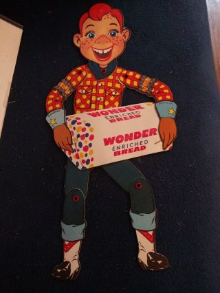 RARE HOWDY DOODY - Wonder Bread Cardboard Advertising Sign Jointed Puppet 3
