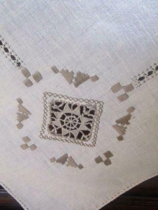Lovely Lefkara Vintage Embroidered Linen Tablecloth With Open Work
