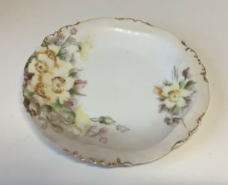 Antique Limoges Ribbon Mark France Hand Painted Yellow Flowers 6 " Plate