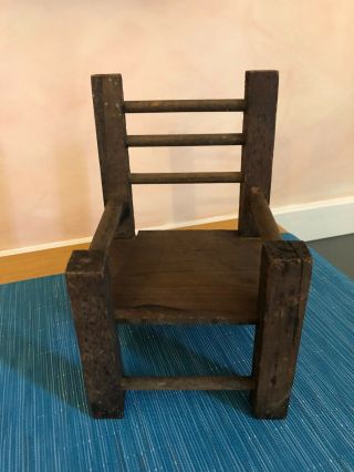 Circa 1890 Antique Primitive Put - Together Wooden Doll Chair Child 