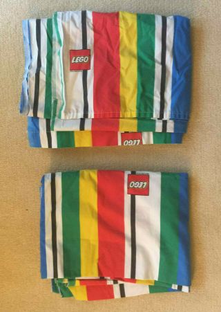 2 Vintage Lego Flat Twin Sheets.  Springs 50/50,  Made In Usa.  Rare Stripe Design.