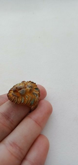 EXTREMELY ANCIENT BRONZE RING LION ROMAN RARE LEGIONARY ARTIFACT AUTHENTIC 3