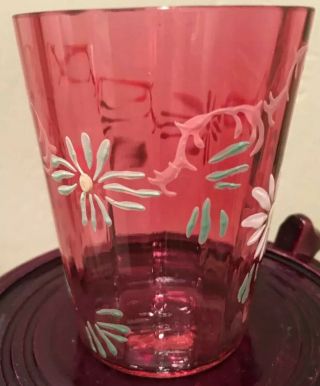 Antique Victorian Pink Hand Painted/enameled Blown Glass