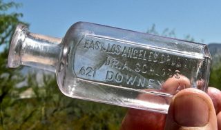 Ca 1887 " East Los Angeles Drug Store Dr Schloss " California Rare Medicine Bottle