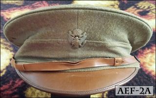 Ww1 Us American Expeditionary Forces Officers Visor Cap With Rare Badge Device