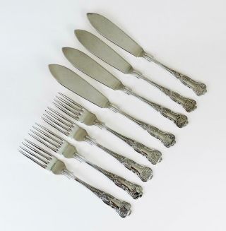 Kings Pattern Silver Plated Fish Cutlery Vintage Set Of Four