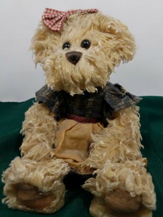 Candle Wax Dipped Teddy Bear - Gingham Dress/bow - Vintage - Very Unique