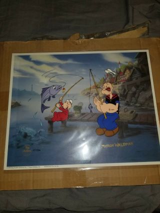 Myron Waldman Hand Signed Animation Cel The Big One Popeye Rare 27 / 50 With