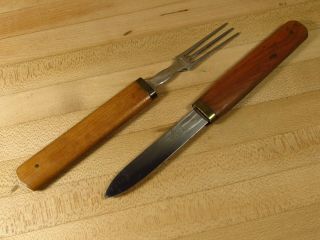 Rare Vtg Rostfrei Solingen Germany Sliding Fork And Knife Compact Utensil Kit