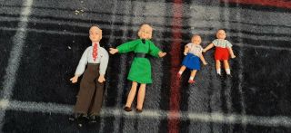 Vintage 1950’s Marx Toys Rubber Bendable Dollhouse Pc.  Family Dad Mom Boy Girl