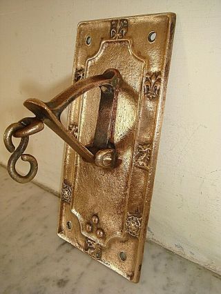 Victorian Exterior Door Bell Pull Vertical Crank.  Solid Brass Antique Pull. 2