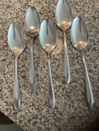 5 Serving Spoons Silver Community Plate Oneida Patrician C.  1914