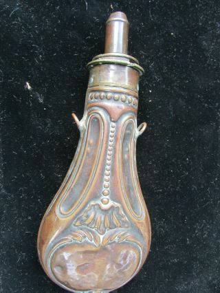 Rare ANTIQUE Brass - James Dixon & Sons,  Sheffield Gun Stock Powder Flask 7.  5 