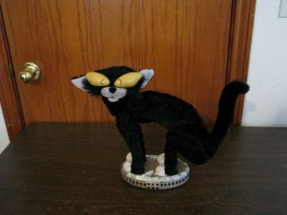 Rare Gemmy Fraidy Cat Animated Halloween Black Cat Moves Lights Up 3