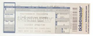 Rare The Rolling Stones 11/22/06 Los Angeles Ca Dodger Stadium Full Ticket