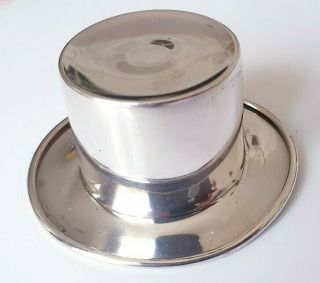 Vintage Solid Silver Italian Made Miniature " Top Hat " Hallmarked Large