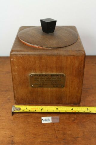 Vintage Wood Relic Of London Bridge C.  1936 Tobbaco Box / Pot Ceramic Liner 966