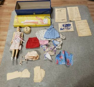 Very Rare Butterick Junior Miss Mannequin Fashion Design Set Doll & Box 1930s