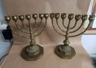 Antique/vintage Solid Brass 7 Branch Jewish Temple,  Menorah Candlesticks