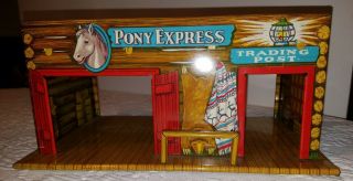 Rare Vintage Marx Pony Express And Trading Post Building (tin Litho)